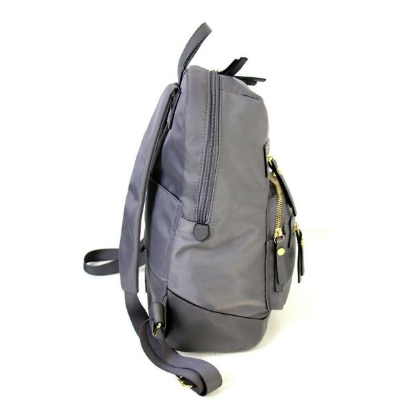 ROOMY TRAVANTI LIGHT GRAY NYLON LEATHER TRIM SHOULDER BAG LAPTOP BACKPACK TOTE main image 6